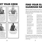 "Meet Your Crew" und "Find Your Elf Guardian Name" – Auswahl aus Namen, gefolgt von Fantasiefigur-Beschreibungen.