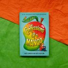 „Confessions of a Mango“ in gelber Schrift auf einer bunten Mango. Illustration zeigt ein kleines Mädchen.