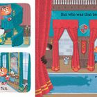 Texte: "They climbed the winding staircase... it felt like so much fun.", "But who was that behind them?", "Yikes," said Beany. "RUN!"  
Illustration: Tiere in einem Schloss.