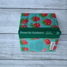 „Poems for Gardeners“, herausgegeben von Gaby Morgan. Ein Cover mit grünen und roten Erdbeeren auf hellblauem Hintergrund.