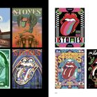Mehrere Rolling Stones Konzertplakate mit ihren ikonischen Lippen- und Zungenmotiven.
