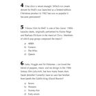 QUIZ 1. Fragen zu Desserts, Musicals und Film. Optionen a-d zu Musikgruppen und Zeit. Seitenzahl 11.