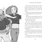 Links Textdialog über entspannte Gespräche. Rechts Illustration: junge Frau und Mann lächelnd, im Hintergrund Lichterkette.
