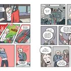 Zwei Mädchen sprechen über Ängste und Kleidung. Eines verweist auf rote Socken als Mutmacher. Illustrationsstil, humorvoll.