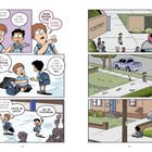 Zwei Jungen sprechen über Comics. Einer trägt eine Uniform der "St. Matthew’s Catholic School", der andere ist schüchtern.