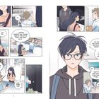 Ein Comic mit einem jungen Mann, der nach einer verloren gegangenen Studentenausweis fragt. Eine junge Frau hat sie gefunden.