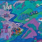 "The Prydain Companion" von Michael O. Tunnell. Bunte Illustration mit Rittern, Burgen und Flusslandschaft.