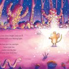 „Let my love shine bright, and you'll dazzle them with your blazing light.” Bunte Tiere im Wald umgeben von Sternen.