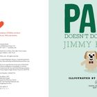 Links Text: "To the generations and generations of PAPAs...". Rechts großes, grünes "PAPA". Illustration: Zwei lachende Hunde.