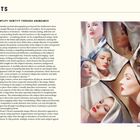 Titel: PORTRAITS. Text: AMPLIFY IDENTITY THROUGH ABUNDANCE. Rechts eine bunte Collage von elegant gestylten Frauen.