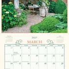 "2027 MARCH" mit Kalender, Zitate von Monty Don und Belle Vue Beschreibung. Oben ein Garten mit Tisch und Stühlen.