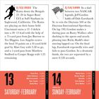 2/13/2022 Rams besiegen Bengals 23–20 in Super Bowl LVI. 2/14/1999 Jeff Gordon gewinnt Daytona 500 gegen Dale Earnhardt Sr.