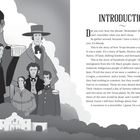 Text: "INTRODUCTION...Did you ever hear the phrase 'Remember the Alamo?'...I'll warn you, it's bloody."

Illustration: Mehrere Männer in alten Kostümen mit Wolken und dem Alamo-Gebäude.