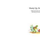 "Hurry Up, Franklin" von Paulette Bourgeois und Brenda Clark. Eine Illustration zeigt Franklin die Schildkröte mit Pflanzen und Tieren.