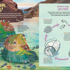 "Snail Shells with Legs?" beschreibt Einsiedlerkrebse in Schneckengehäusen, die sich schnell bewegen. Ein Diagramm zeigt ihren Lebenszyklus.