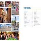 "CONTENTS" zeigt Kapitel über Madrid, Sehenswürdigkeiten, Nachtleben und praktische Tipps. Bilder von Städten und Menschen.