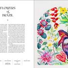 "Flowers of Brazil" - Gemälde mit verschiedenen Blumen, nummeriert und benannt: Fragrant Prosthechea, Cavendish Banana, usw.