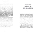 Der Text beschreibt Bruce McLaren und seine Bedeutung für das McLaren-Team, Kapitelüberschrift: "CHAPTER 2 BRUCE McLAREN".