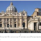 "Petersdom" steht unten. Kalender mit Zahlen 1 bis 31. Bild zeigt eine historische Fassade mit Kuppel und Statuen.