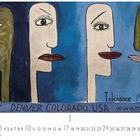 „Denver, Colorado USA“, „Tolerance 1990-2009“. Illustration von stilisierten Gesichtern in Blau- und Brauntönen.
