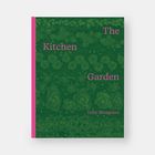 Text: "The Kitchen Garden", "Toby Musgrave". Grünes Cover mit gemusterten Pflanzen und einem rosa Buchrücken.