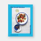 Titel: The Greek Kitchen. Autor: Vefa Alexiadou. Ein Teller mit mediterranem Essen, daneben ein Glas Wein.