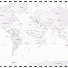 Kartenillustration der Welt mit Ländernamen wie United States of America, Brazil, Russia, China, Australia und Ozeannamen.
