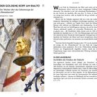 Der Text beschreibt den "Goldenen Kopf am Rialto", eine bronzene Skulptur an der Apotheke Alla testa d’oro. Darunter ein Foto.