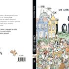 "Un libro cerca & trova Cani a Londra. Illustrazioni von Ilaria Mancini." Illustration einer belebten Straßenszene mit Hunden.