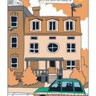 Text: "Bei unseren Freunden angekommen, wurde mir zum ersten Mal klar, dass ich nicht einfach bloß mäkelig war." 

Eine Illustration zeigt ein Haus mit einem Auto davor und eine strahlende Sonne.