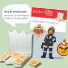 Im Set enthalten: bambinoLÜK-Kontrollgerät, bambinoLÜK-Übungsheft. Illustration von Feuerwehrmann Sam.
