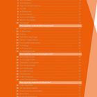 In warmen Orange-Tönen, zeigt eine Themenliste mit Kapitelnummern und Seitenzahlen, wie "Sich begrüßen – Seite 6".