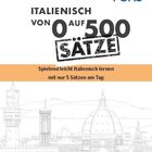 Text: "Italienisch von 0 auf 500 Sätze. Spielend leicht Italienisch lernen mit nur 5 Sätzen am Tag." Illustration: Florenz Skyline.