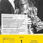 "BONNE ANNÉE! En France, on se souhaite 'Bonne année'. janvier 1 vendredi. la journée Bonne journée!" 

Hände stoßen mit Champagnergläsern an.