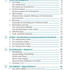 Inhalt: Einleitung, Schrift und Aussprache, Artikel, Substantiv, Adjektiv. Nummerierte Abschnitte mit Seitenzahlen.
