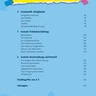 Titel "Inhalt" oben, gelber Hintergrund. Listet Kapitel von 4 bis "Lösungen" auf, Seitenzahlen rechts. Blauer Hintergrund.