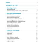 Inhaltsverzeichnis mit Kapiteln zu Grundlagen von Lauten, Groß- und Kleinschreibung, lange und kurze Vokale.