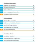 Es ist eine Inhaltsübersicht mit Seitenzahlen und Kapiteln wie "Eine Geschichte aufbauen" und "Lebendig erzählen".
