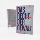 "DAS RECHT DER GEWALT. Warum Waffen allein keinen Frieden schaffen. Hendrik Simon. Reclam." Vorne grau, roter Muster.