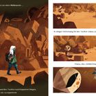 Texte: „Tief im Herzen einer Mülldeponie...“, „In einiger Entfernung...“, „Etwas, das ziemlich kaputt war.“ Illustration: Eine Mutter und Tochter suchen in einer Mülldeponie.