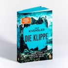 Buchcover mit "SPIEGEL Bestseller-Autor", "ULF KVENSLER", "DIE KLIFFE", "JEDE LÜGE KÖNNTE DEINE LETZTE SEIN", Klippe-Illustration.