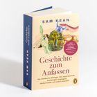 „Sam Kean. Geschichte zum Anfassen. Von Azteken bis Wikinger...“ Ein Buchcover mit historischen Illustrationen.