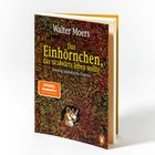 Walter Moers, „Das Einhörnchen, das rückwärts leben wollte.“ Illustration: Einhorn in bunten Blättern.