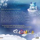 „Und abends dann im Wolkenbett gibt’s Eis mit viel Kakao.“ Illustration von Tieren, die gemütlich auf Wolken ruhen.