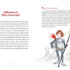 Willkommen in Ritter Kunos Welt! Kuno Kettenstrumpf … Ein Ritter mit rotem Federhelm und Lanze steht vor einer Burg.