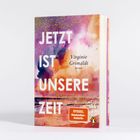 Text: "JETZT IST UNSERE ZEIT", "Virginie Grimaldi", "Roman", "SPIEGEL Bestseller-Autorin". Buntes, abstraktes Cover.