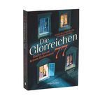 Text: "Die Glorreichen 77. Rache kennt keinen Ruhestand. Angelika Niestrath & Andreas Hüging. HarperCollins." 

Beschreibung: Ein Buchcover mit beleuchteten Fenstern und Menschen.