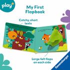 "My First Flapbook", "Catchy, short texts", "Large felt flaps on each side". Ein Kinderbuch mit Tieren im Wald.