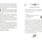 Links Text mit Dialogen über Fürsorge und Bauchschmerzen, rechts ein Himbeertee-Rezept und eine Zeichnung einer Teetasse.