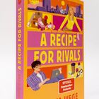 "A Recipe for Rivals", ein Buch von Bianca Wege. Illustration mit Stadt, Menschen, Laptop, Rollschuhen und Kaffeebecher.